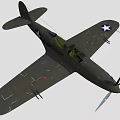 Olive Green Military Fighter Aircraft With Star Insignia On Wings And Propeller