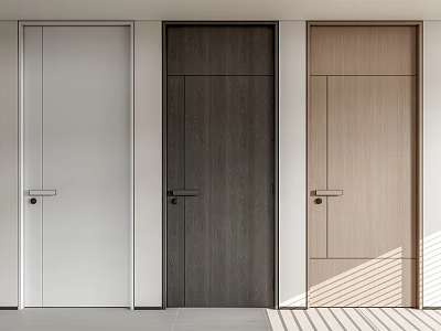 Modern Hinged Doors With Different Color Finishes And Wooden Textures For Interior 3d model