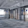 modern aisle office partition glass door aisle partition office partition glass floor-to-ceiling window glass partition 3d model