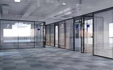 modern aisle office partition glass door aisle partition office partition glass floor-to-ceiling window glass partition 3d model