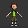 Red Haired Boy Character In Green T Shirt With Wrist Device And Brown Shorts