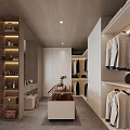 Modern Walk In Closet Interior With Storage Cabinets And Display Area