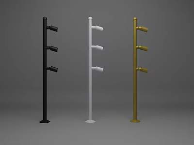 Downlights And Spotlights Multi Head Pole In Three Colors Black White Gold Design 3d model