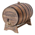 Classic Wooden Household Barrel With Metal Hoops And Durable Wooden Stand
