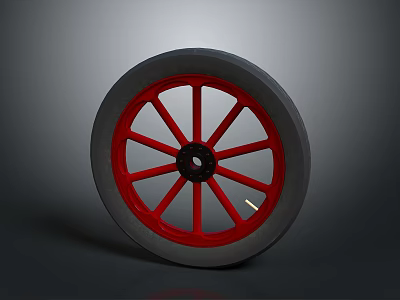 High Quality Car Wheel Component With Red Spokes Black Hub And Gray Tire 3d model