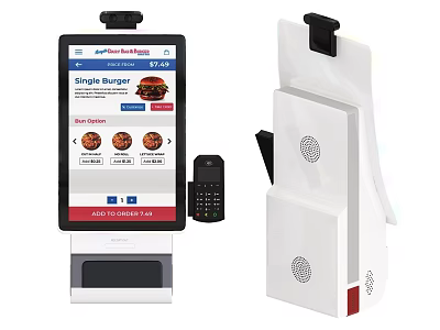 Countertop Commercial POS Terminal With Touch Screen Menu Display Barcode Scanner And Speaker 3d model