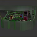 Modern Cockpit Console Design With Red Seats Transparent Windows And Control Panel 3d model