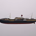 Vintage Ship Model With Black Hull Red Bottom White Superstructure Red Chimney And Masts