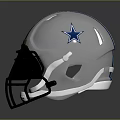 White Weapon Helmet With Blue Stripes And RIDGEMONT Brand Label Design
