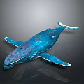 3D Rendered Blue Aquatic Animal Whale With Shiny Reflective Surface On Dark Background