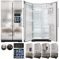 Stainless Steel Double Door Refrigerator With Water Ice Dispenser And Interior Shelves