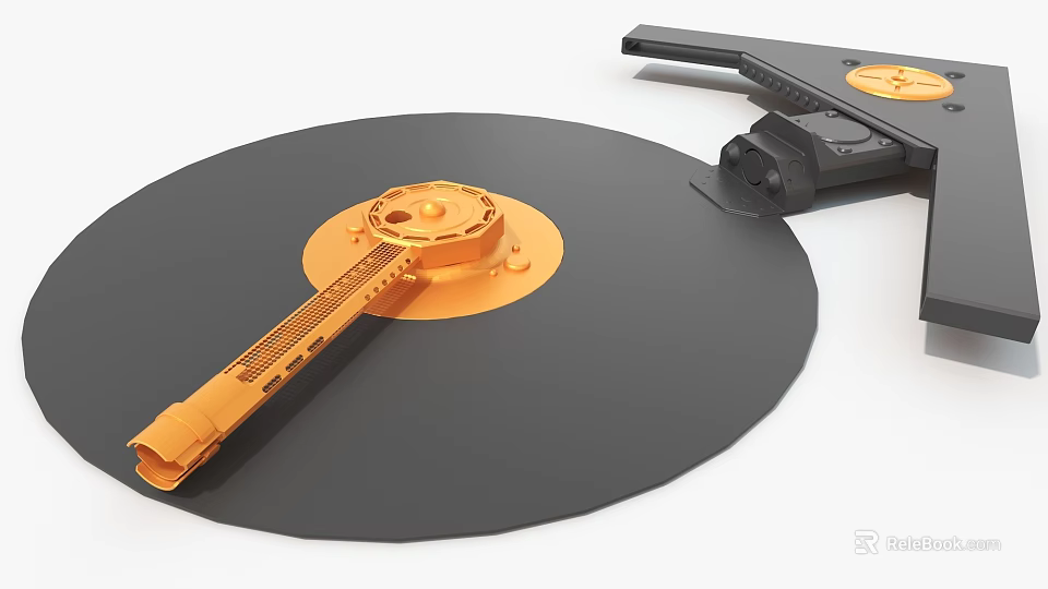 Industrial Machinery Featuring Rotary Table And Orange Mechanical Components On Black Base 3d model 