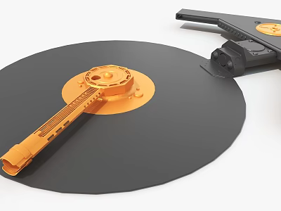 Industrial Machinery Featuring Rotary Table And Orange Mechanical Components On Black Base 3d model