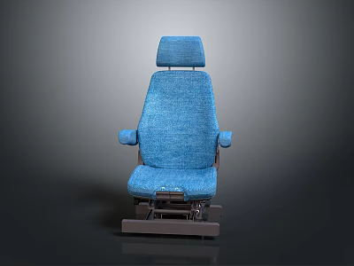 Comfortable Blue Fabric Seat With Backrest Armrests And Stable Base Design 3d model