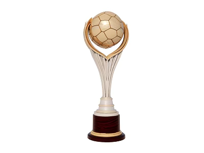 Golden Football Trophy With Silver Stand And Wooden Base Design 3d model