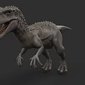 Reptile Dinosaur 3D Model With Open Mouth Sharp Teeth And Rough Skin On Gray Background