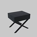 Modern Black Minimalist Bedside Table With Cross Legs And Functional Drawer 3d model