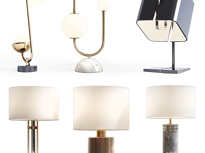 Modern Stylish Table Lamps With Various Designs And Elegant Bases 3d model