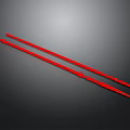Two Red Long Weapons With Smooth Shafts And Pointed Tips For Combat