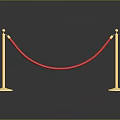 Elegant Barrier Setup With Golden Stanchions Red Velvet Rope And Reflective Base