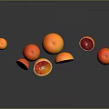Fresh Ripe Whole And Sliced Blood Oranges With Reflection On Dark Background