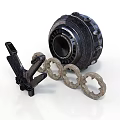Black Mechanical Equipment Components With Circular Metal Rings And Installation Tool