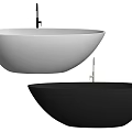 Modern Freestanding Bathtub in White and Black with Faucet and Oval Shape