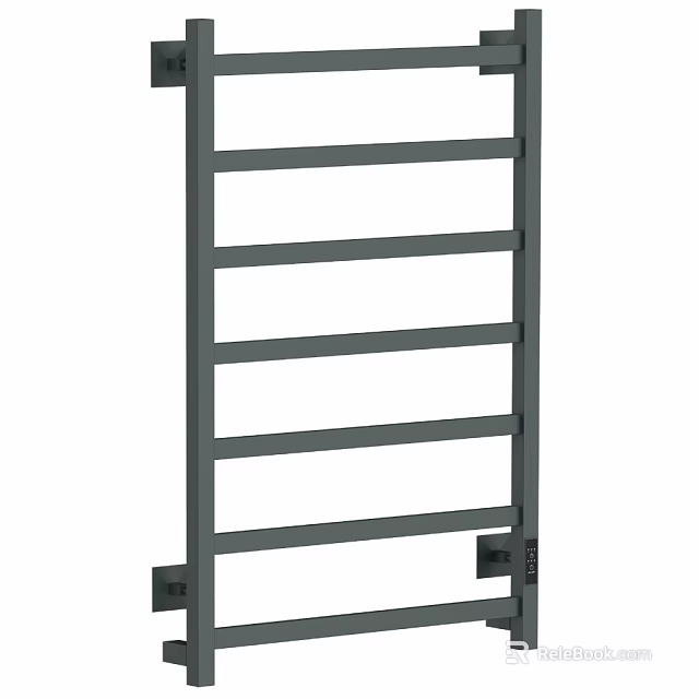 Gray Metal Bathroom Towel Rack With Multiple Bars For Hanging Towels 3d model 