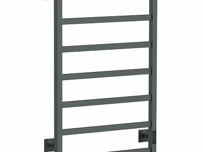 Gray Metal Bathroom Towel Rack With Multiple Bars For Hanging Towels 3d model