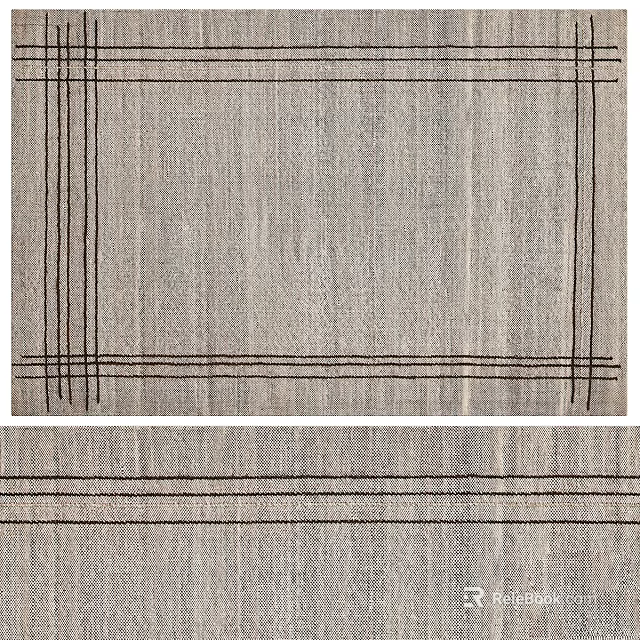 Gray Square Carpet With Black Lines Geometric Pattern Modern Woven Texture Design 3d model