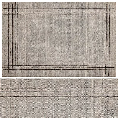 Gray Square Carpet With Black Lines Geometric Pattern Modern Woven Texture Design 3d model