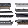 Traditional Chinese Roof Components Featuring Various Tile And Eave Designs In Different Styles 3d model