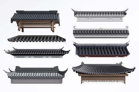 Chinese Eaves Door Head Roof Glazed Tile Building Components 3d model