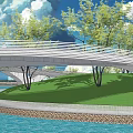 Modern Park Landscape With Winding Paths Spiral Structures Water Features And Greenery