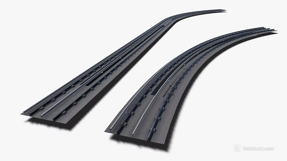 Smooth Curved Train Tracks Ideal for Model Railroad Layout Design and Decoration 3d model 