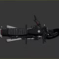 Black Vintage Motorcycle With Leather Seat Chrome Exhaust And Side Mirrors On Minimalist Gray Background