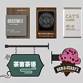 Diverse Commercial Billboards Featuring Wooden Metal Signs and Text Logos