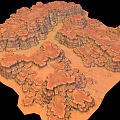Detailed Red Rock Canyon Landscape With Rugged Terrain And Dry Riverbed