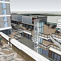 Modern High Rise Office Building Complex With Glass Facade And Urban Commercial Area