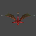 Red And White Mythical Dragon Game Character With Wings And Horns