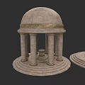 Classical European Architecture Stone Dome With Carved Columns Decorative Base And Steps