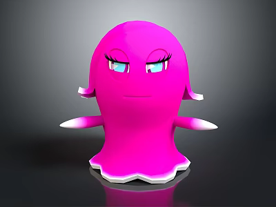 Pink Cartoon Game Movie Character With Big Blue Eyes Long Eyelashes And Round Body Shape 3d model