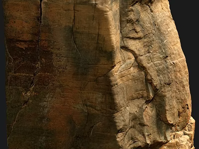 Natural Brown Rock Landscape With Rough Textured Surface And Light Shadows 3d model
