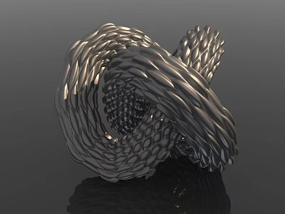 Modern Silver Spiral Ornament Decor Set With Braided Texture Design 3d model
