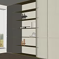 Modern Display Cabinet With Open Shelving Illuminated Featuring Sculptures Books Table Lamp And Candles