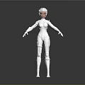 Futuristic 3D Female Character Model With White Tight Suit Standing Pose