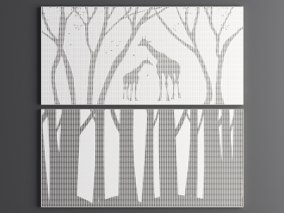 Forest Gradient Orifice Plate Punched Plate Forest Perforated Background Wall Perforated Plate Landscape Wall Forest Punched Aluminum Plate model