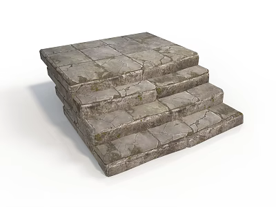 Traditional Stone Staircase Architectural Structure With Natural Textured Slabs And Mossy Finish 3d model