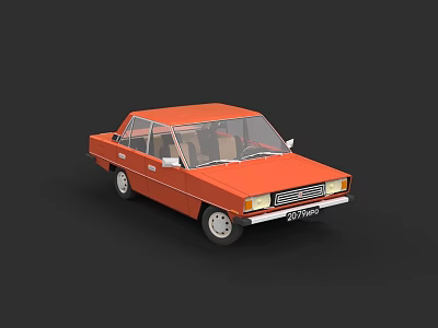Orange Classic Sedan 3D Render With Black Background And Front Grille Design 3d model