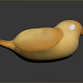 Cute Yellow Small Flying Bird With Orange Beak And White Eyes On Gray Reflective Surface